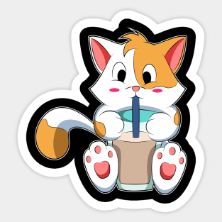 Cat & Drink with Drinking straw Sticker